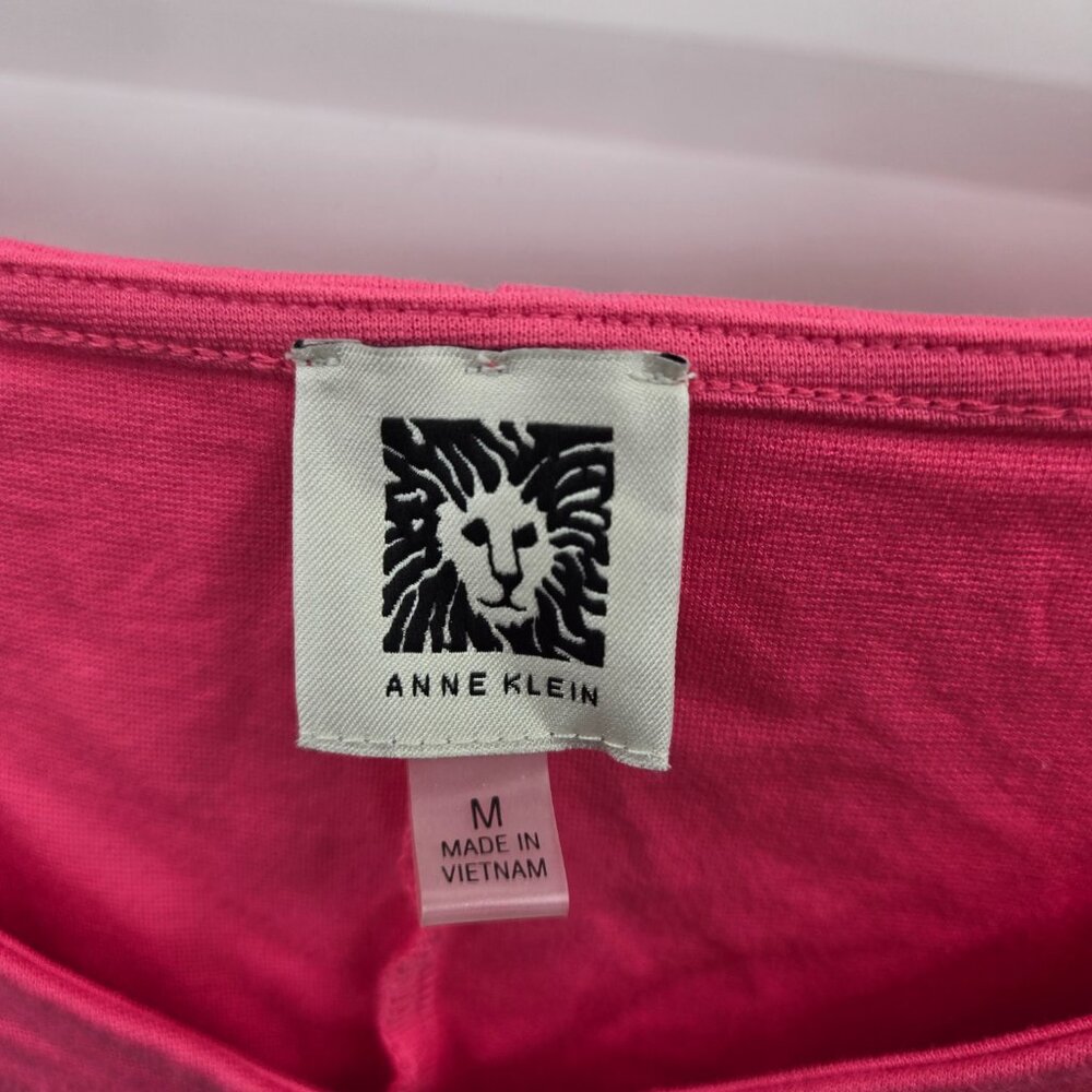 Anne Klein Hot Pink Off Shoulder Puff Sleeved Top Medium - Picture 3 of 14